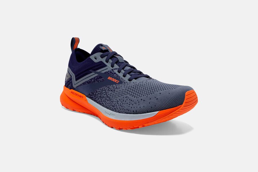 Brooks Ricochet 3 Road Running Shoes Mens Grey/Orange 632974-YQC